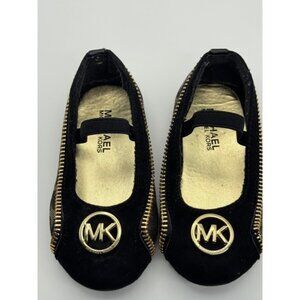 Michael Kors Girls Baby Emalyn BLACK & Gold Ballet Flats Sz 6 Without Box